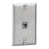 Hubbell SP5EF Ceiling Mount Wall Mount Plate, CAT5e Single Gang 1-Port Flush, Stainless Steel