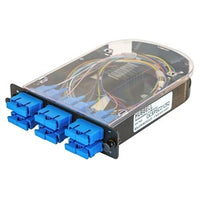 Hubbell OCSPSCD12S2 12-Fiber OS2 SM Splice Cassette, Blue SC Duplex Adapters, Zirconia Ceramic