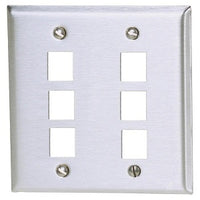 Hubbell SSF206 Wallplate Stainless Steel 2-Gang 6-Port Wall Plate