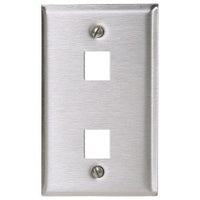 Hubbell SST1474 1-Gang Wall Plate With Two Jacks, Stainless Steel