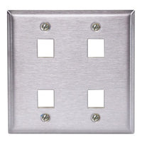 Hubbell SST2474 2-Gang Wall Plate With Four Jacks, Stainless Steel