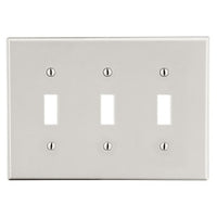 Hubbell PJ3LA M-Size 3-Gang Toggle Wall Plate, Light Almond