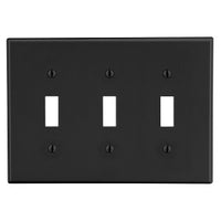 Hubbell PJ3BK 3-Gang Toggle Wall Plate, Black