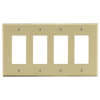 Hubbell P264I 4-Gang Quad Decorator Wall Plate, Ivory