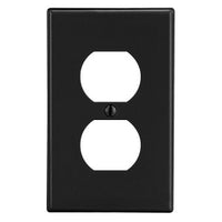 Hubbell PJ8BK Medium Size 1-Gang Duplex Wallplate, Black