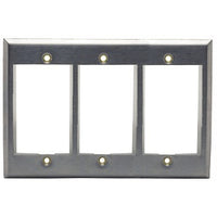 Hubbell IMSS3 INFINe 3-Gang Station Modular Plate Frame, 9-Unit, Stainless Steel