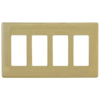 Hubbell NPS264I 4-Gang Decora Snap-On Wall Plate, Ivory