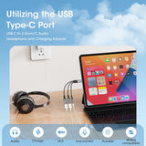 To 3.5Mm Headphone And Charger Adapter, 3 In 1 Dual Type C Aux Splitter Charger