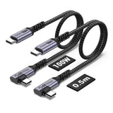 Short Usb C Cable 3.1 Right Angle [1.5Ft 2 Packs], 5A Fast Charging, 10Gbbps Hig