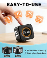 Timer Cube For Productivity — 5/25/10/50 Minutes Preset, Digital Gravity Sensor