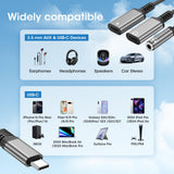 To 3.5Mm Headphone And Charger Adapter, 3 In 1 Dual Type C Aux Splitter Charger