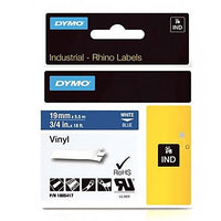 DYMO 1805417 Rhino Blue Vinyl Tape, 19mm, white Text - DYMO