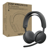 Logitech 981-001511 ES Series Zone Wireless 2 On-Ear Headset with Adaptive Hybrid ANC and Bluetooth, Graphite