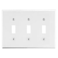 Hubbell PJ3W 3-Gang Toggle Wall Plate, White