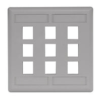 Hubbell IFP29GY 2-Gang 9-Port Flush Wall Plate, Gray