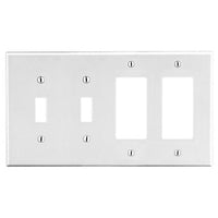 Hubbell P2262W 4-Gang Wall Plate for 2 Toggle and 2 Decorator Configurations, White