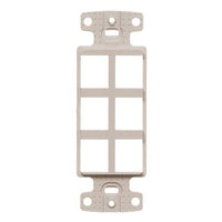 Hubbell NS616LA NetSelect 6-Port Decorator Keystone Plate, Light Almond