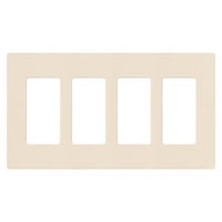 Lutron CW-4-LA Claro 4 Gang Wall Plate for Decorator / Designer Paddle Switches and Dimmers; Gloss Finish; Light Almond
