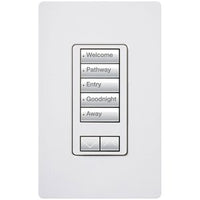 Lutron RRD-W5BRL-WH seeTouch Wall Keypad; Works with RA3 Systems; 5 Button with 1 Raise / Lower; Neutral Required; 120V; White