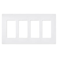 Lutron SC-4-SW Claro 4 Gang Wall Plate for Decorator-Style Dimmers; Switches; and Outlets; Satin Finish; Snow White