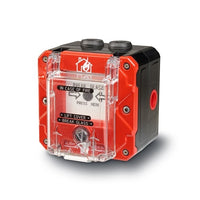 Federal Signal CP-BG-M-R-2-FFN-00-2 Flameproof and Hazardous Location Break Glass and Push Button Call Point, Wall Mount, Lift Flap, 48VDC, Red