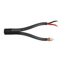 Genesis 50131008 RG59 BC 75 Ohm Coaxial with Bare Copper Braid + 18/2 Stranded Cable, General Purpose, CATV, 1000' (304.8 m) Reel, Black