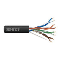 Genesis 50901008 24/4-Pair Cat 5e Unshielded (U/UTP) Water-Blocked Networking Cable, Direct Burial, 1000' (304.8 m) Reel, Black