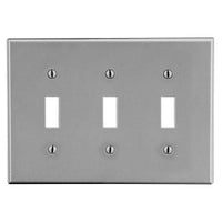 Hubbell PJ3GY M-Size 3-Gang Toggle Wall Plate, Gray
