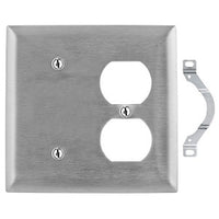 Hubbell SS148 2-Gang Stainless Steel Wall Plate, Blank and Duplex Configurations