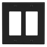 Hubbell P262BK 2-Gang Decora Wall Plate, Black