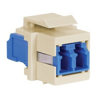 Hubbell SFFLCSAQEI Snap Fit Keystone, LC Duplex, Electric Ivory Housing, Blue