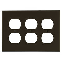 Hubbell P83 Wallplate 3-Gang Duplex, Brass