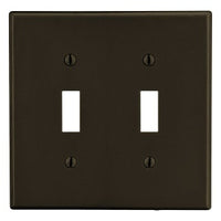 Hubbell PJ2 Wallplate, Mid-Size, 2-Gang, 2) Toggle, Brown