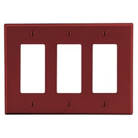 Hubbell P263R Wall Plate, Red, Three-Gang Setup