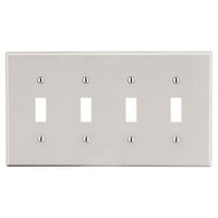 Hubbell PJ4LA M-Size 4-Gang Toggle Wall Plate, Light Almond