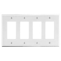 Hubbell PJ264W 4-Gang Decorative Wall Plate, White