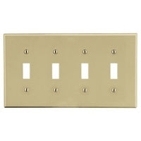 Hubbell PJ4I 4-Gang Wall Plate, Ivory