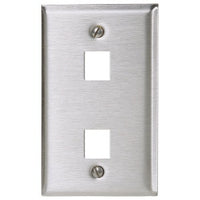 Hubbell SSF12 Wall Plate, SS, 1-Gang, 2-Port