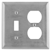 Hubbell SS18L Wallplate 2-Gang Switch, Duplex 430 Stainless Steel