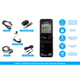 PBN-TECH Premium PCM Audio Recorder 8GB 1040 Hours Storage with Password Protection  K-PASS