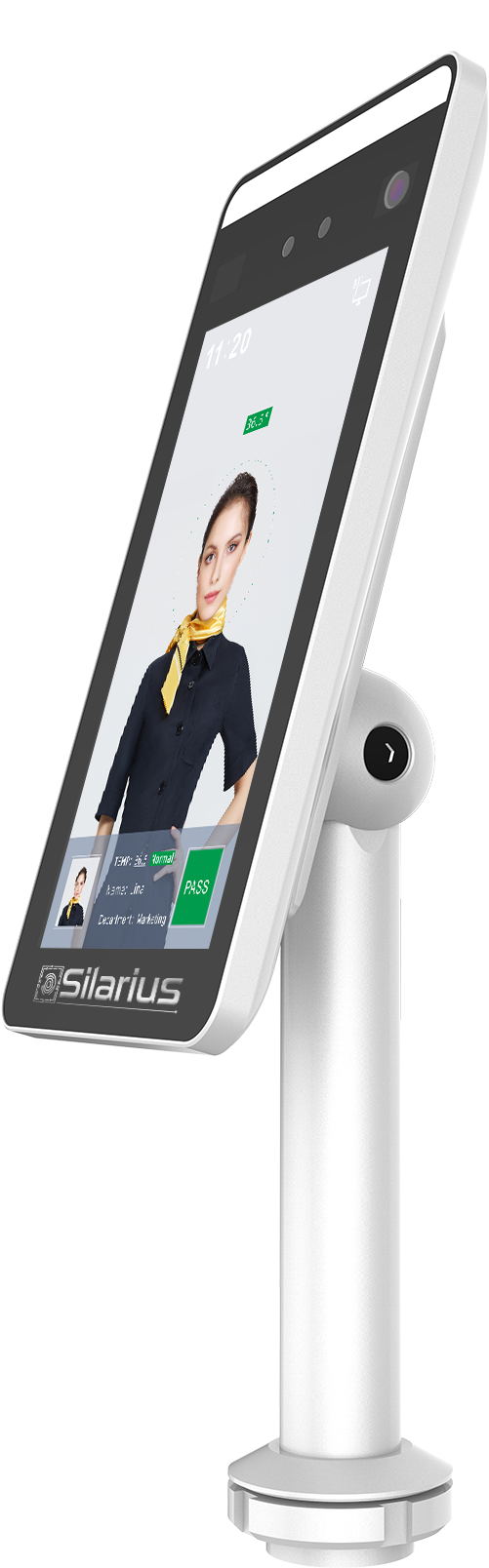 Silarius SIL-FRTEMP 7" Facial Time Attendance Access Control Terminal with Temperature Testing + Face Recognition and Mask Detection (Table Stand Included) NDAA Compliant