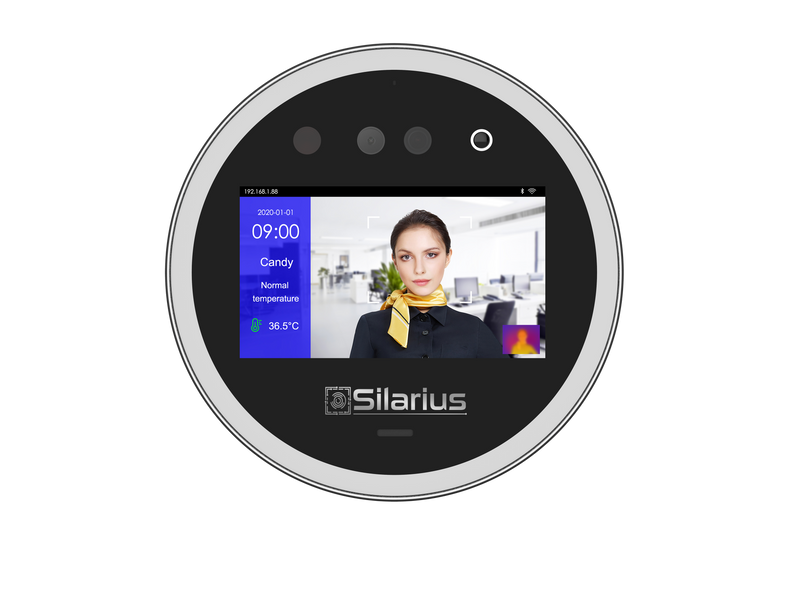 Silarius SIL‐ACCESSTEMP Smart Facial Time Attendance Access Control Terminal with Temperature Measurement , Employee time management Device (NDAA Compliant)