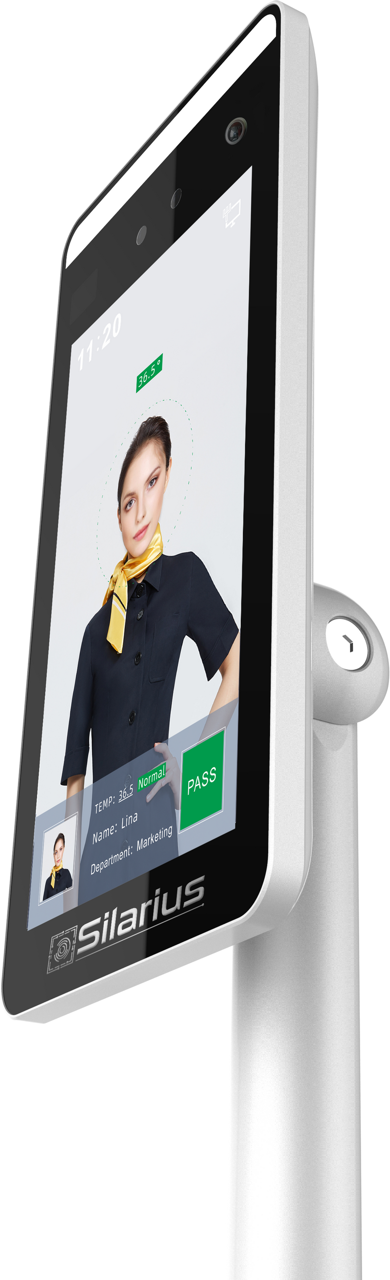 Silarius SIL-FRTEMP 7" Facial Time Attendance Access Control Terminal with Temperature Testing + Face Recognition and Mask Detection (Table Stand Included) NDAA Compliant