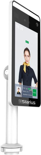 Silarius SIL-FRTEMP 7" Facial Time Attendance Access Control Terminal with Temperature Testing + Face Recognition and Mask Detection (Table Stand Included) NDAA Compliant