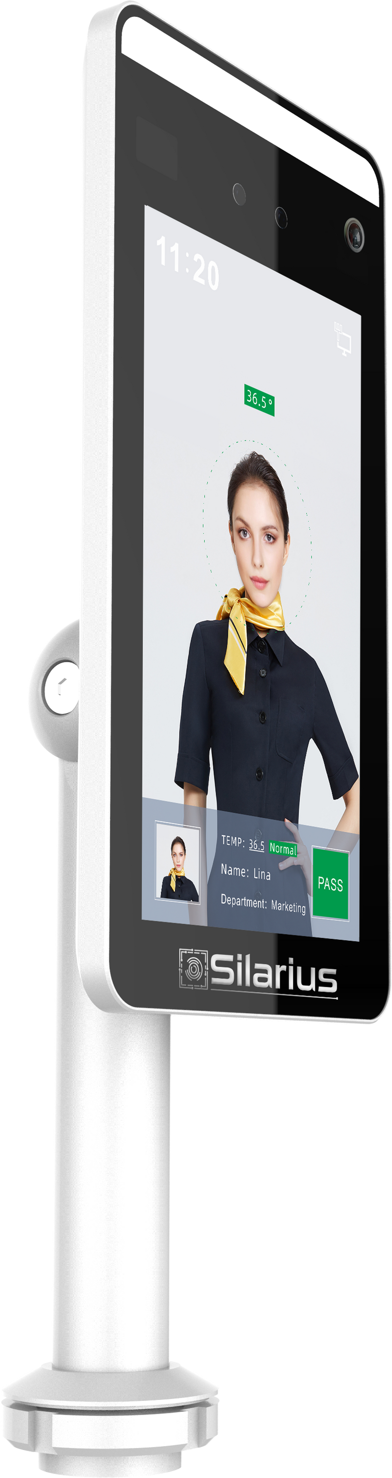Silarius SIL-FRTEMP 7" Facial Time Attendance Access Control Terminal with Temperature Testing + Face Recognition and Mask Detection (Table Stand Included) NDAA Compliant