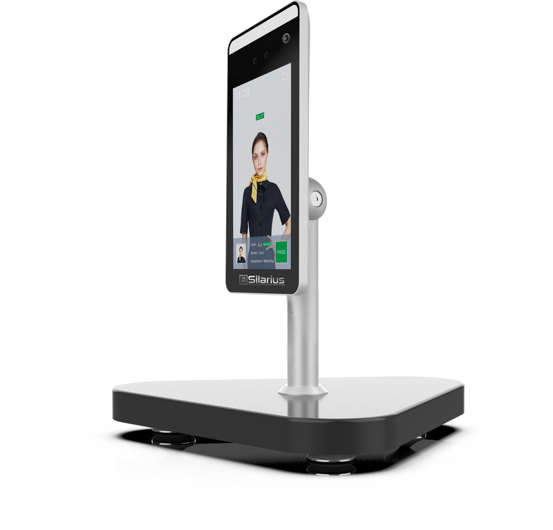 Silarius SIL-FRTEMP 7" Facial Time Attendance Access Control Terminal with Temperature Testing + Face Recognition and Mask Detection (Table Stand Included) NDAA Compliant