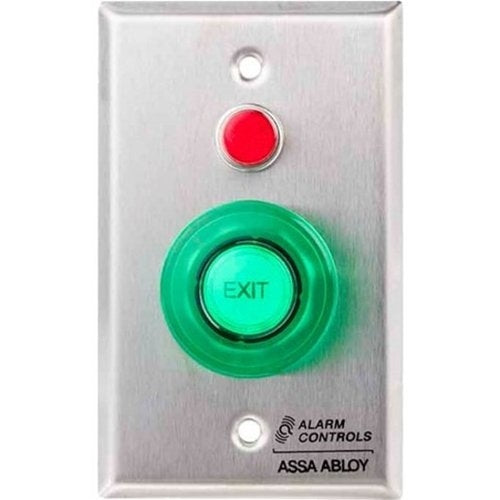 Alarm Controls TS-56G Latching Monitor and Control Station, 1-1/2" Alternating Green Push Button, 1/2" Red LED, Single Gang, Stainless Steel