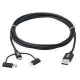 Tripp Lite M101-006-LMC-BK Universal USB-A to Lightning, USB Micro-B and USB-C Sync/Charge Cable, MFi Certified - 6 ft. (3 m)